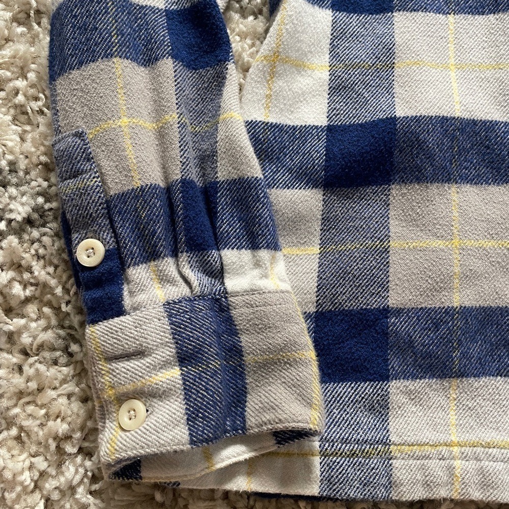 Patagonia Fjord Flannel Shirt Womens 4 Blue Grey Plaid Organic Cotton Button Up - Picture 5 of 9